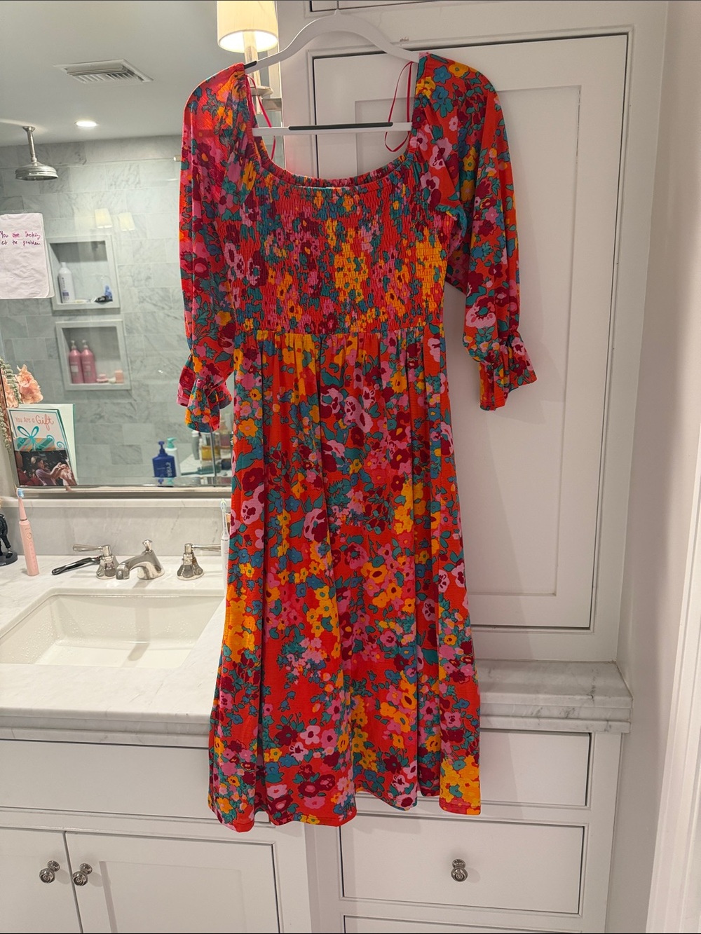 Sugarlips Red Floral Maxi Dress with Pink, Yellow & Teal Accents
